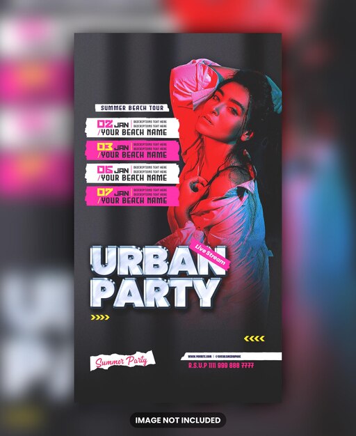 PSD urban club dj sommernacht musik event party instagram und facebook story template design