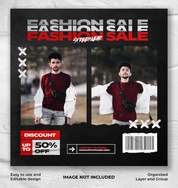 Urban fashion streetwear banner instagram post vorlage