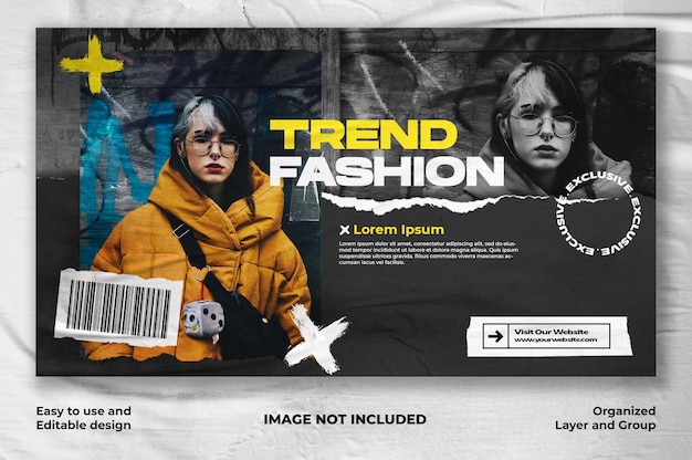 PSD urban fashion urban streetwear verkauf horizontales banner social media post facebook cover banner