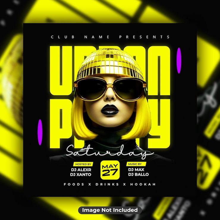 PSD urban night club dj party flyer event poster template