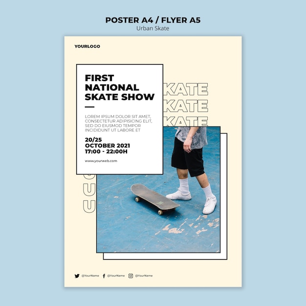 PSD urban skate konzept flyer vorlage