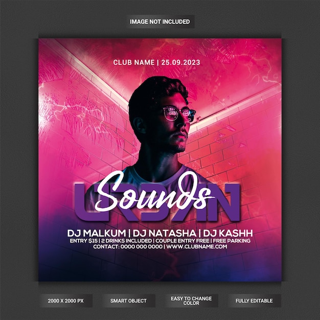 Urban Sounds Club-Party-Flyer, Social-Media-Beitrag