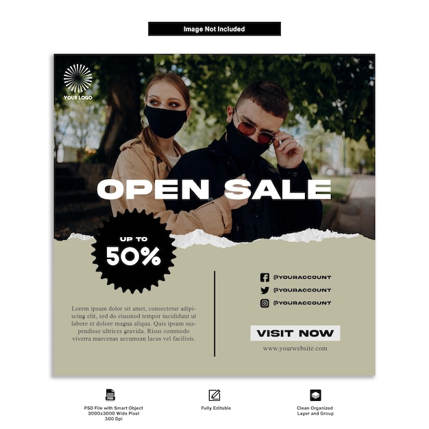 PSD urban streetwear fashion social media post template design