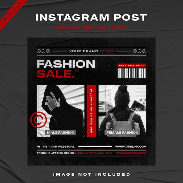 Urban streetwear modeverkauf instagram post template design