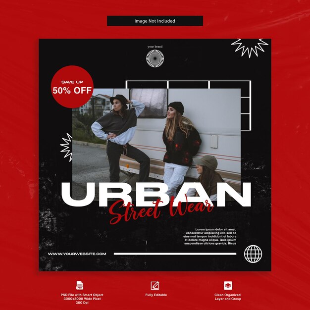 PSD urban streetwear style instagram social media template design