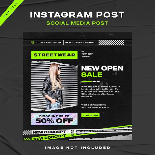 Urban Streetwear vendita di moda Instagram Post Template design