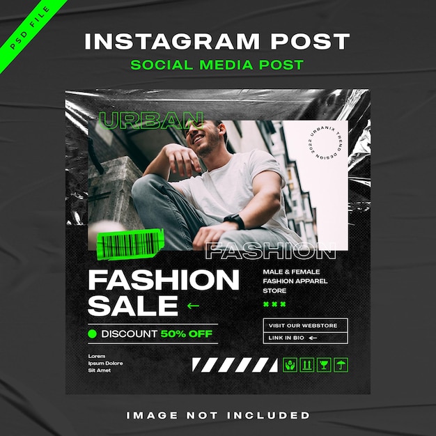 Urban Streetwear vendita di moda Instagram Post Template design