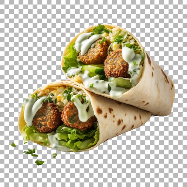 La urdimbre de falafel sobre un fondo transparente