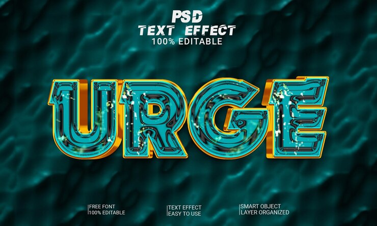 PSD urge efecto de estilo de texto editable en 3d archivo psd premium con fondo