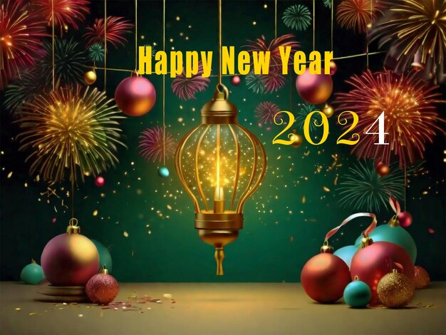 Urlaubs-Hintergrund mit hängender Lampe Feuerwerk Mischfarben Neujahr