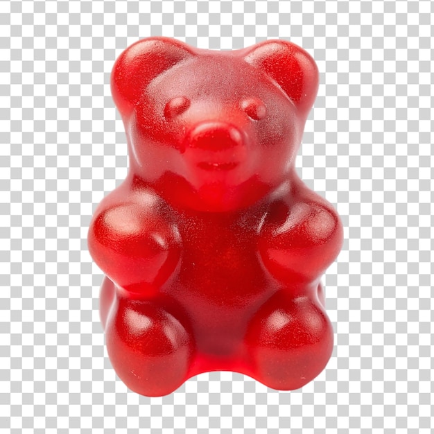 PSD urso de goma de gelatina vermelho isolado em fundo transparente
