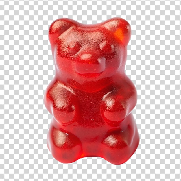 PSD urso de goma de gelatina vermelho isolado em fundo transparente