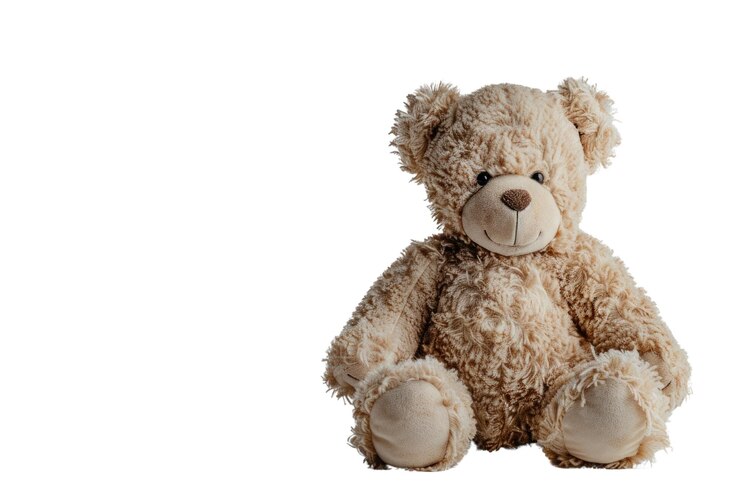 PSD urso de pelúcia castanho isolado em fundo branco fotografia de brinquedo de estúdio aig57
