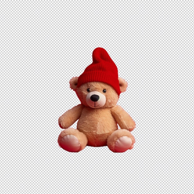 PSD urso de pelúcia com chapéu vermelho