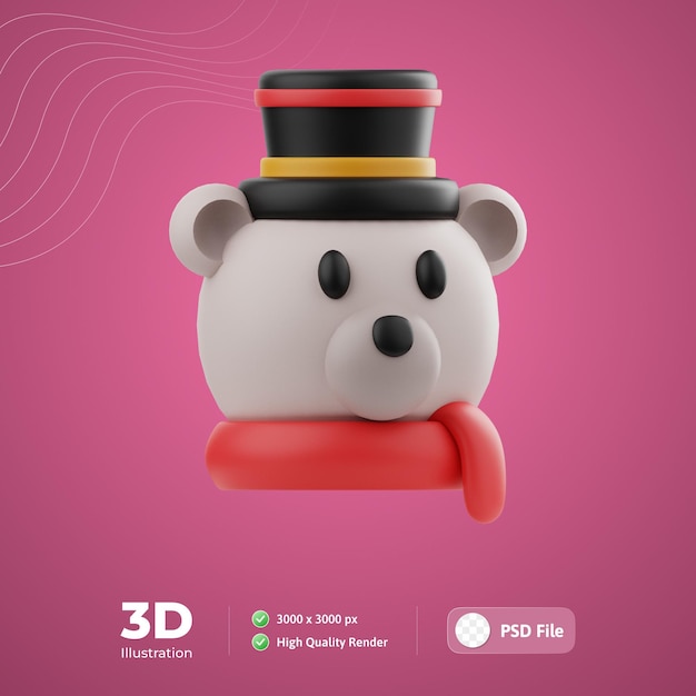 PSD urso polar ilustração 3d para infográfico de aplicativo da web etc.