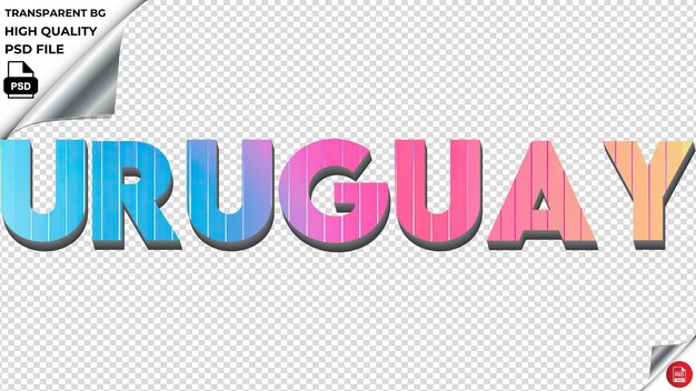 Uruguai tipografia arco-íris colorido texto textura psd transparente