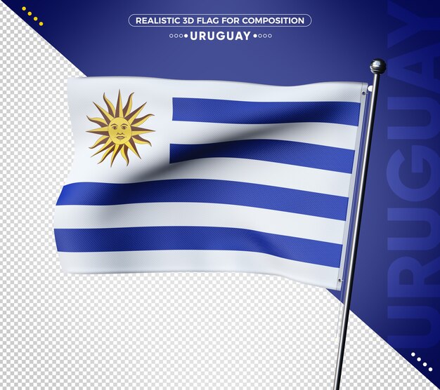 PSD uruguay 3d-flagge mit realistischer textur