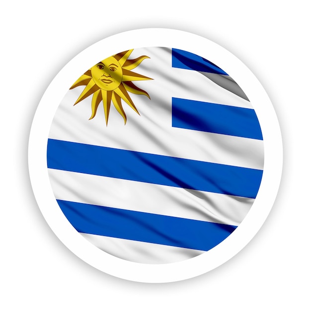 Uruguay ondeando una bandera con un marco de círculo redondeado blanco
