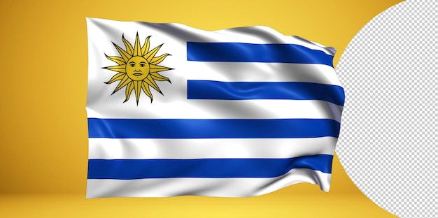 Uruguay Ondeando la bandera Realista aislado en PNG transparente