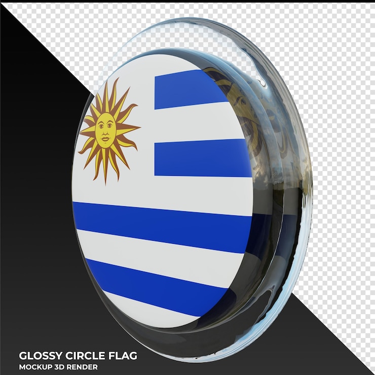 PSD uruguay0002 bandera de círculo brillante con textura 3d realista
