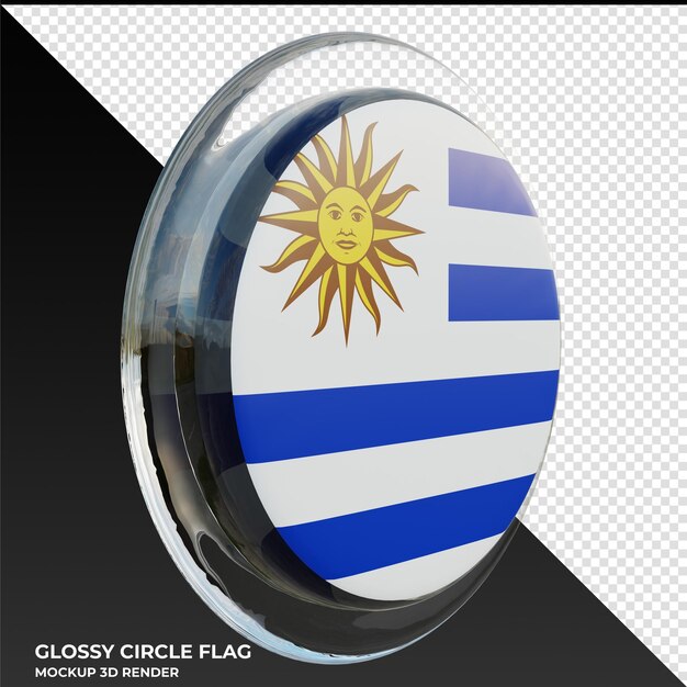 PSD uruguay0003 bandera de círculo brillante con textura 3d realista