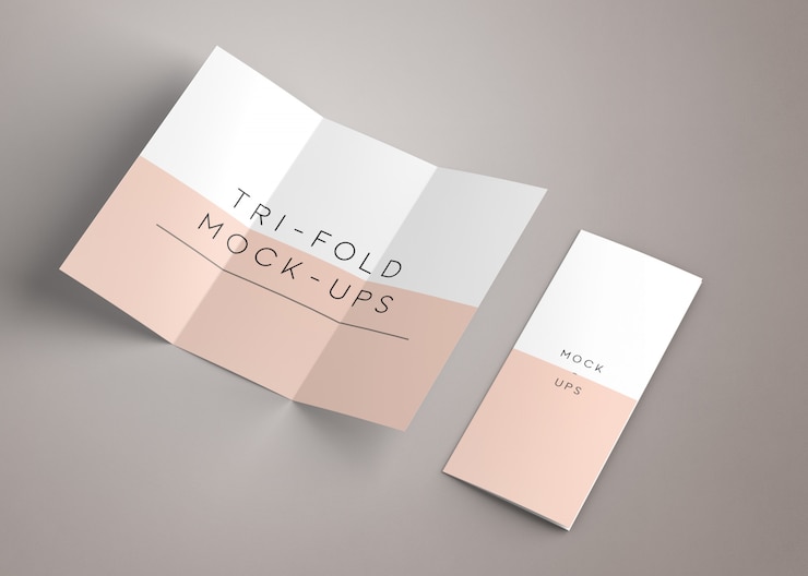 PSD us letter trifold mockup
