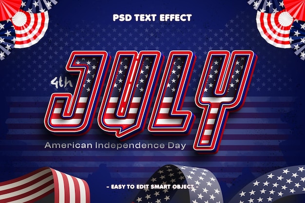 USA 4. Juli Bearbeitbares Texteffekt