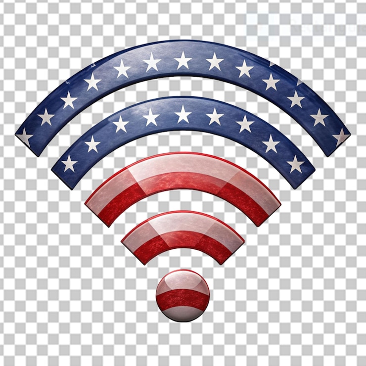 PSD usa flag in wifi on transparent background