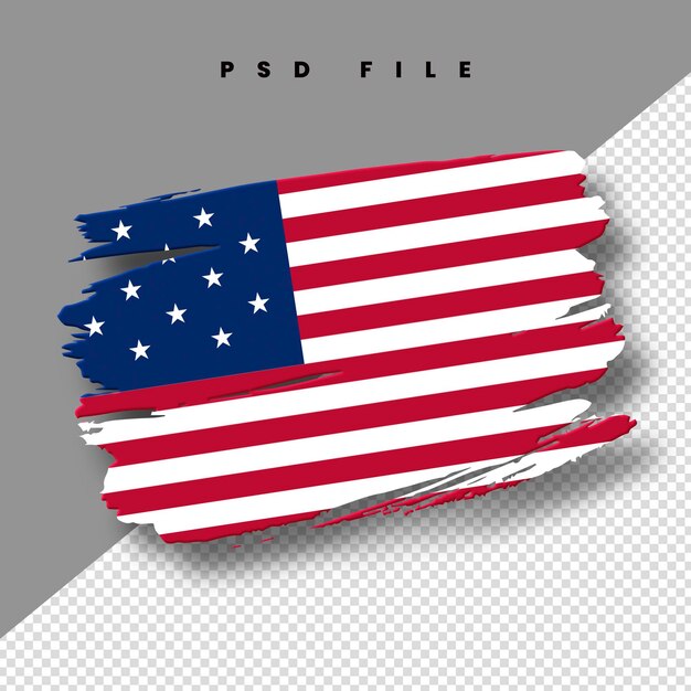 PSD usa-flagge in form eines pinselstrichs auf transparentem hintergrund