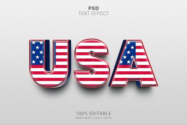 PSD usa psd conception d'effet de texte 3d modifiable