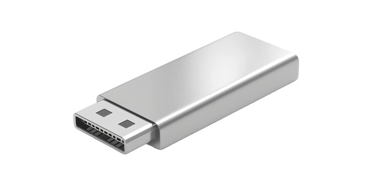 PSD usb 3d d'argento isolato su sfondo trasparente