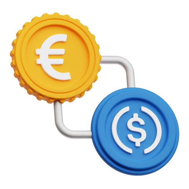 USDC-Krypto-Token 3D-Symbol isoliert auf weißem Hintergrund