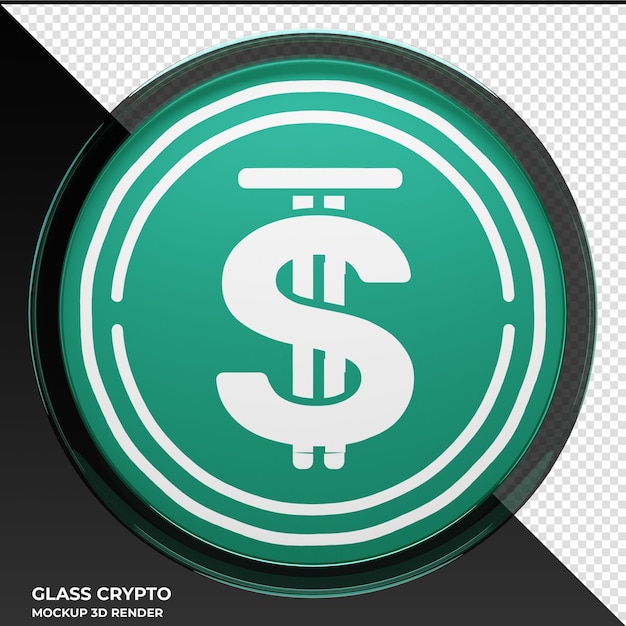 USDD Glass Crypto Coin Ilustración 3D