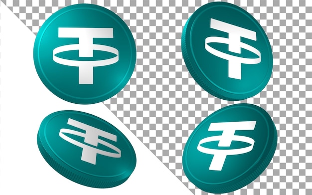 USDTether-Netzwerk 3D-Render-Münzen-Token-Kryptowährung