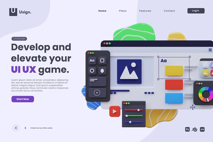 PSD user interface design company landing page