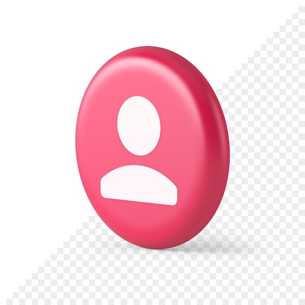 User person human contact button cyberspace account information web app 3d round realistic icon
