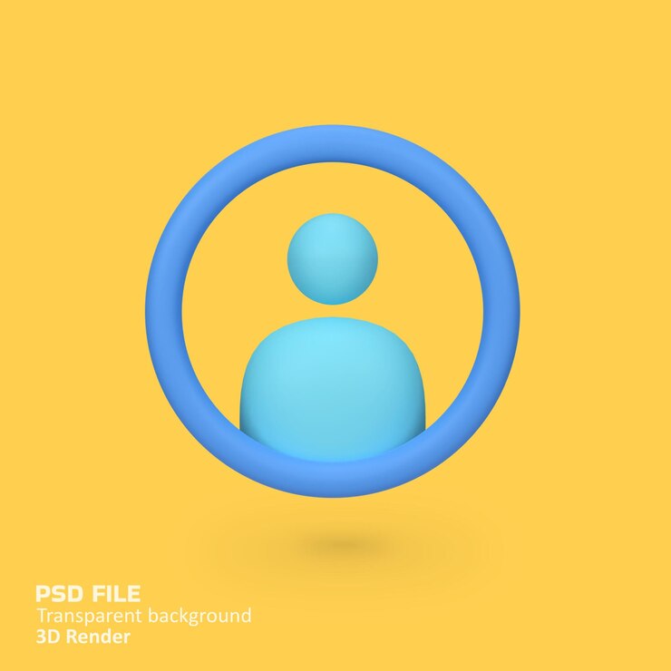 PSD user profile avatar with circle frame isolated 3d render icon illustration