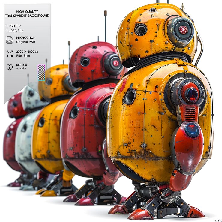 PSD el uso de robots o bots de software para automatizar tareas repetitivas en un fondo transparente