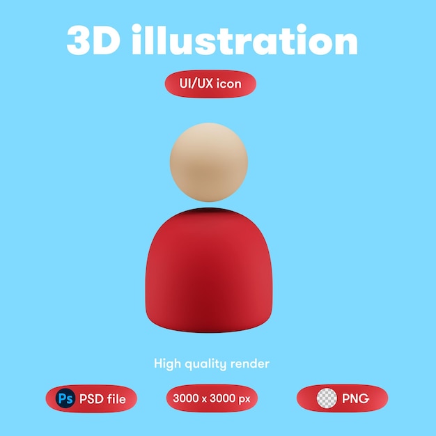 Usuario de elementos de interfaz de usuario de ilustración 3D PSD