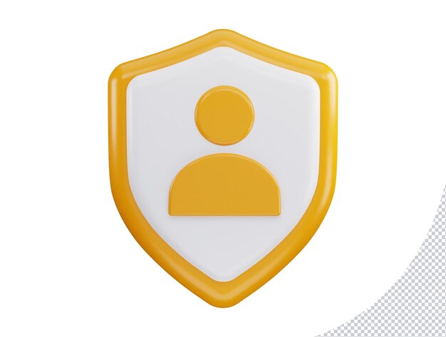 Usuario con escudo de protección Ilustración de icono de vector de renderizado 3d