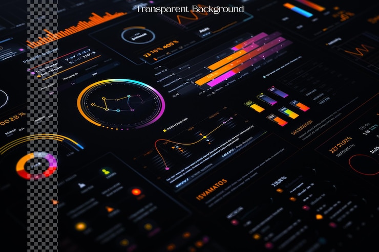PSD los usuarios pueden interactuar con diferentes elementos de la infog en un fondo transparente