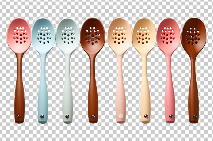 PSD los utensilios de cocina de color pastel vista superior aislados sobre un fondo transparente