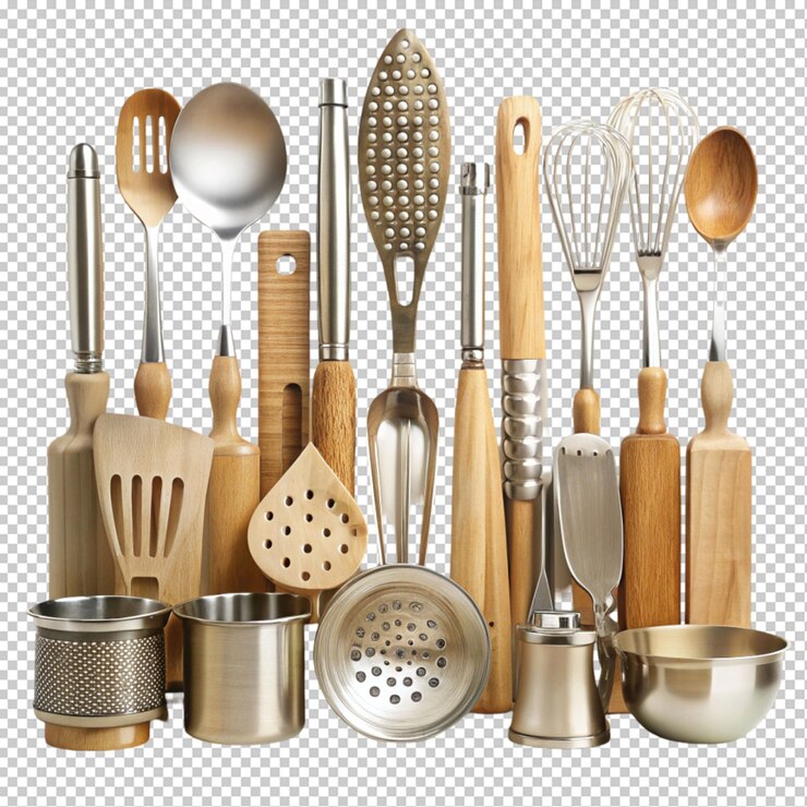 PSD utensilios de cocina sobre un fondo transparente
