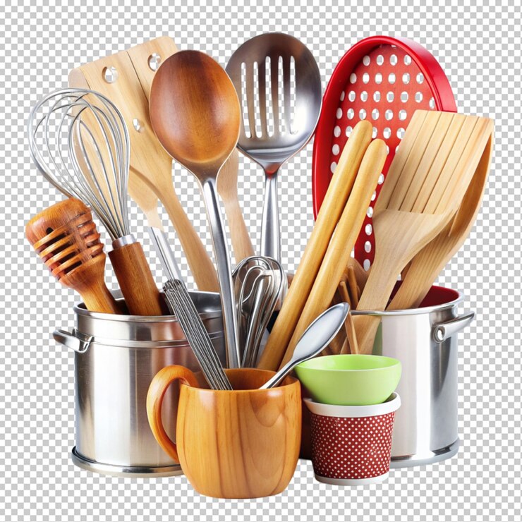 PSD utensilios de cocina sobre un fondo transparente