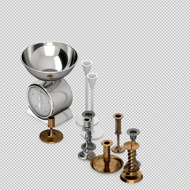 Utensilios isométricos de cocina render 3d