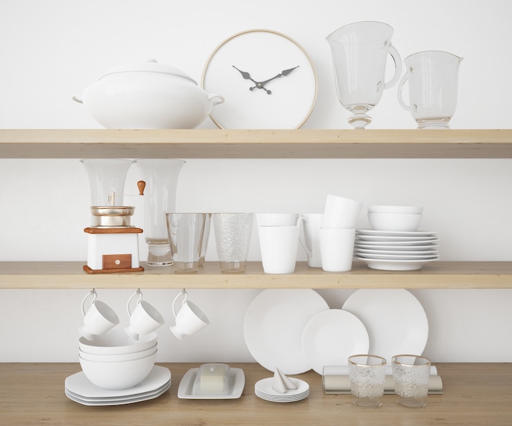 PSD utensilios realistas maqueta de cocina y cubiertos