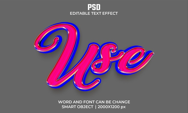 PSD utiliser l'effet de texte psd 3d entièrement modifiable de haute qualité