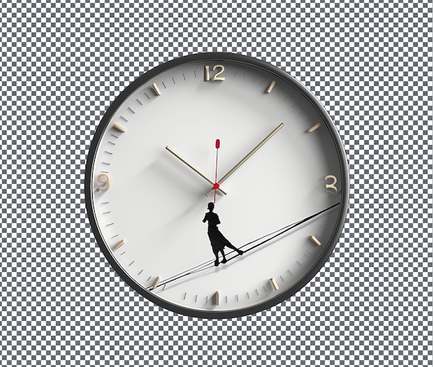 PSD utilização de tightrope walker wall clock isolado em fundo transparente