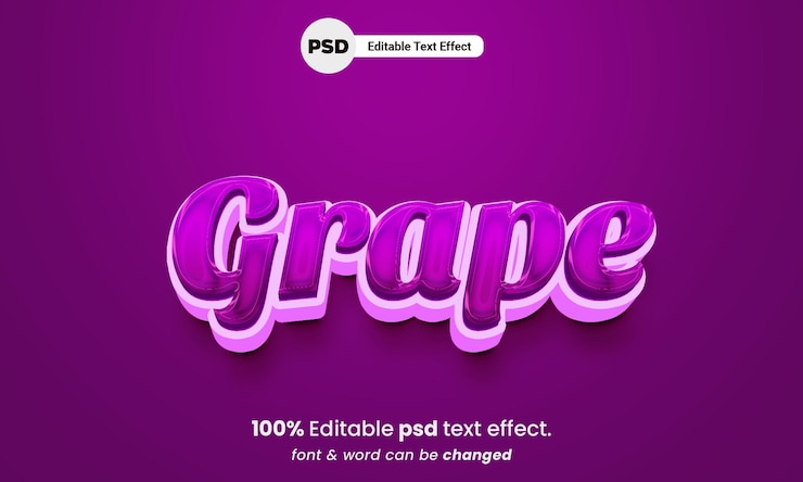 PSD uva 3d editable psd efecto de texto de uva premium