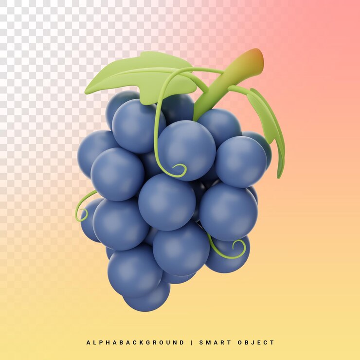 PSD uvas, 3d, icono, ilustración